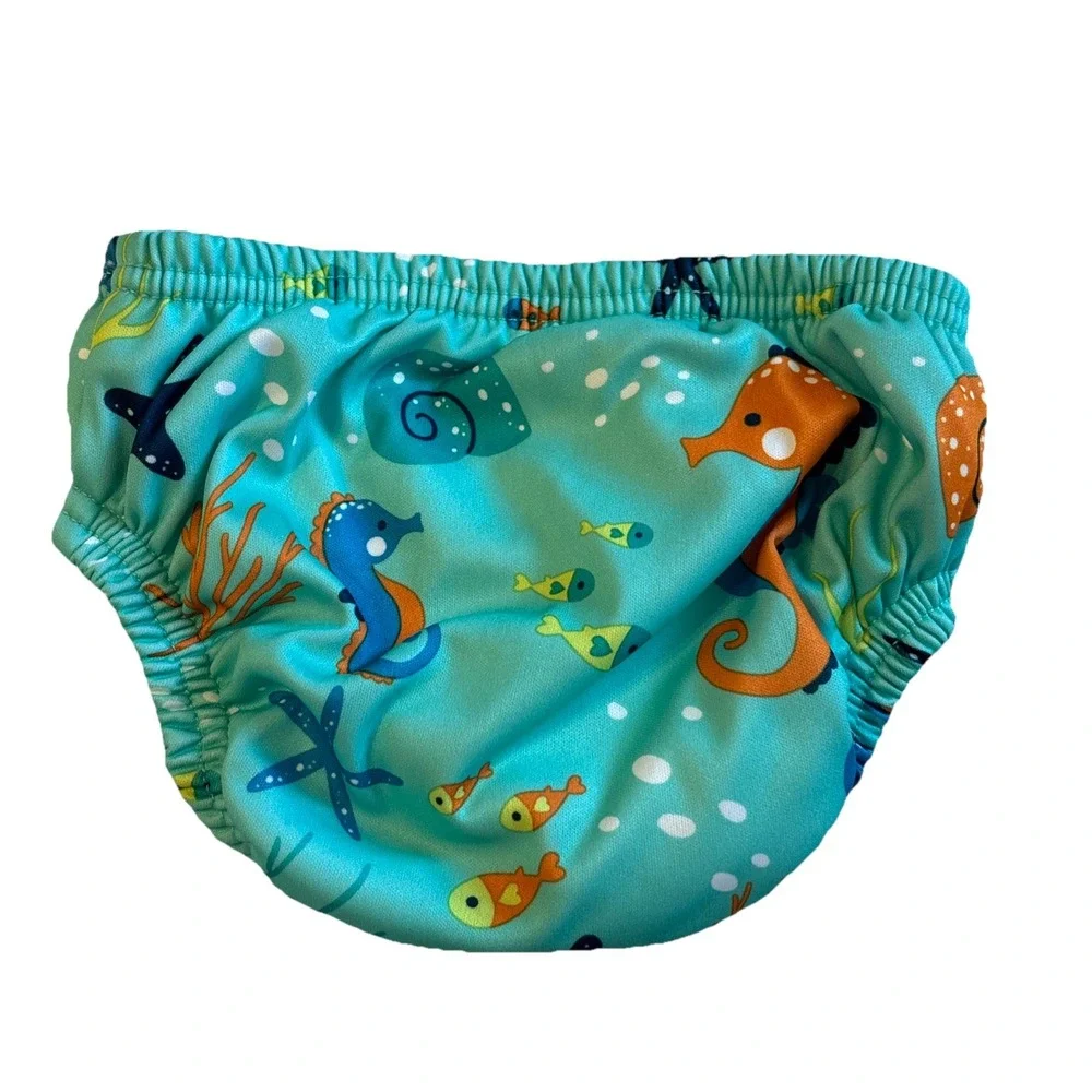 Aqua Swim school Reusable Swim Diaper 12M 18-22 lbs Fish Ocean‎ Print